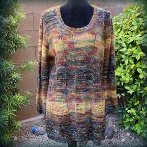 Bobbie Brooks Multicolored Tunic Sweater Sz 1X